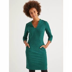 Boden Elizabeth Shift Dress French Navy and Green